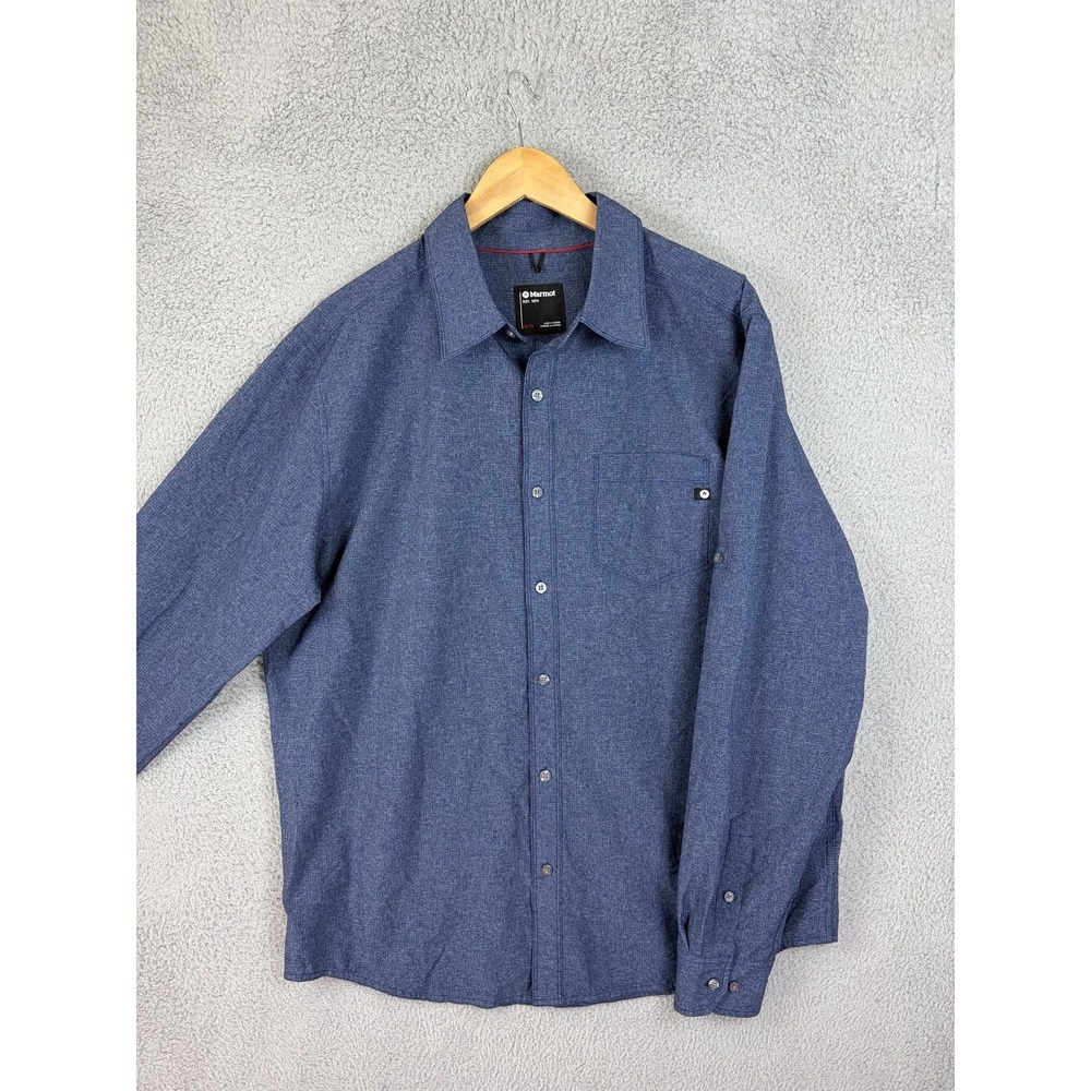 Marmot Mens XL Blue Check Long Sleeve Button Front Casual Outdoor Shirt SCC-492